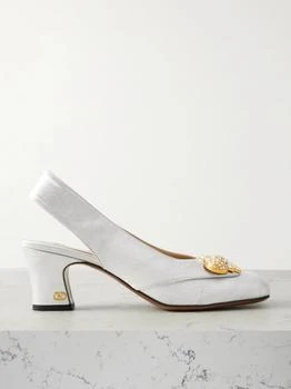 Valentino | Adamantine 60 Embellished Glittered-leather Slingback Pumps  - IT37.5