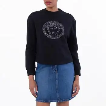 Versace | Versace Embellished Medusa Cotton Sweatshirt, Brand Size 42 ( US Size 6 )