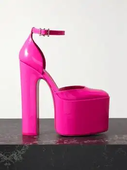 Valentino | Valentino Garavani Discobox 180 Patent-leather Platform Pumps - Fuchsia - IT36