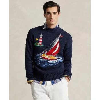 Men's Regular-Fit Sailboat Intarsia-Knit Sweater