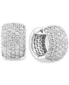 Effy | EFFY® Diamond Pavé Small Huggie Hoop Earrings (2-1/20 ct. t.w.) in 14k White Gold