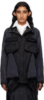 Sacai | Black Nylon Twill Mix Coat