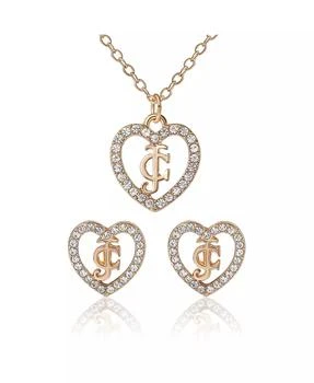 Juicy Couture -Tone PavÃ© Heart Necklace & Stud Earrings Set