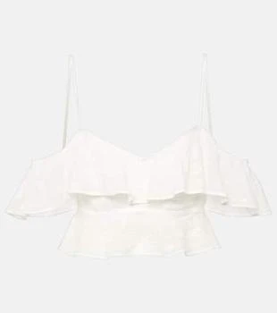 Isabel Marant | Eliani embroidered ruffled ramie crop top
