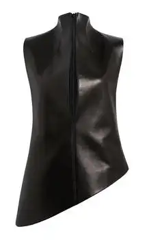 Khaite | Khaite Von Asymmetric Plongé Leather Top - Moda Operandi