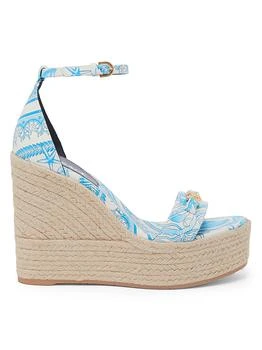 Versace | 120MM Baroque Leather Espadrilles