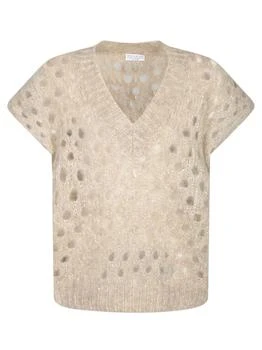 Brunello Cucinelli | Brunello Cucinelli Open Knitted V-Neck Pullover