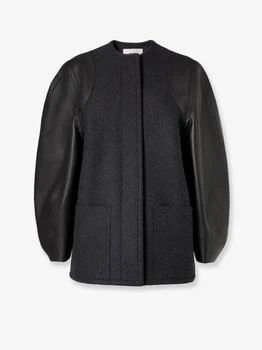 Fendi | Virgin wool coat with leather sleeves