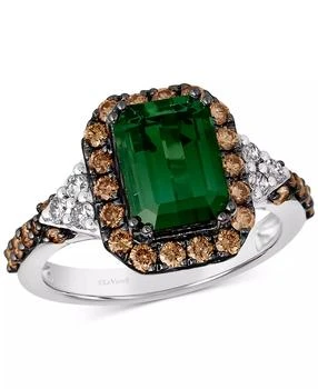 Le Vian | Couture Hunters Green Tourmaline (2-1/4 ct. t.w.), Chocolate Diamonds (5/8 ct. t.w.) 
Nude Diamonds (1/5 ct. t.w.) Square Halo Ring in Platinum