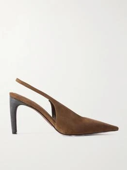 Brunello Cucinelli | Bead-embellished Suede Slingback Pumps  - IT37