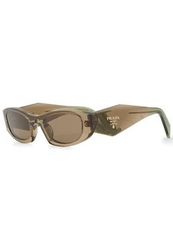 Prada | Narrow oval-frame sunglasses