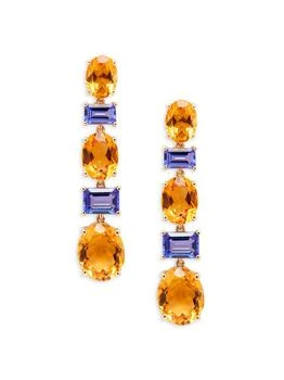 Effy | 14K Yellow Gold, Citrine 
Tanzanite Drop Earrings