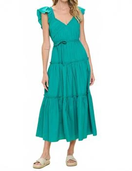 Sleeveless Tiered Maxi Dress In Emerald Green