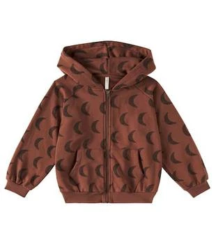 Moons zip-up cotton-blend hoodie