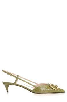 Valentino | Valentino Vlogo Embossed Slingback Kitten Heel Pumps