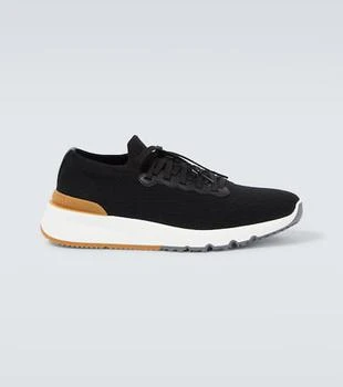 Brunello Cucinelli | Leather-trimmed knit sneakers