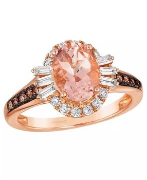 Le Vian | Morganite (1.30 ct. t.w.), Baguette Vanilla Diamond (.15 ct. t.w.), Round Vanilla Diamond (.20 ct. t.w.) and Chocolate Diamond Ring (.16 ct. t.w.) in 14k Strawberry Gold