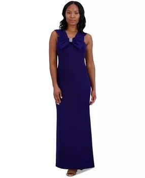 Women's V-Neck Sleeveless Bow-Trim Gown