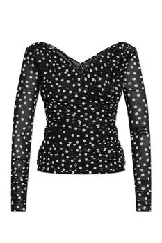 Dolce & Gabbana | Dolce & Gabbana Polka-Dot Printed Wrap-Front Neck Tulle Top