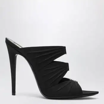 Yves Saint Laurent | Black Emilie Mules In Crêpe Satin