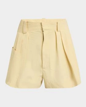 Chloé | Pleated Mini Canvas Shorts
