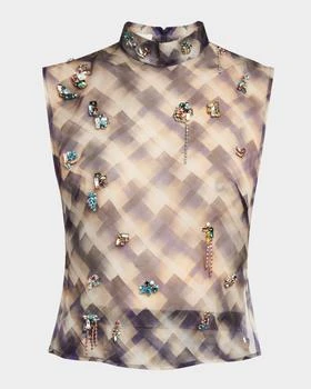 Dries Van Noten | Carmasa Embellished Sheer Mock-Neck Blouse