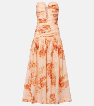Zimmermann | Cascadian floral strapless midi dress