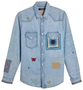 AMIRI | Women
s Crochet And Patch Denim Shirt In Sky Indigo