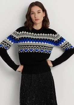 Fair Isle Wool Blend Crew Neck Sweater