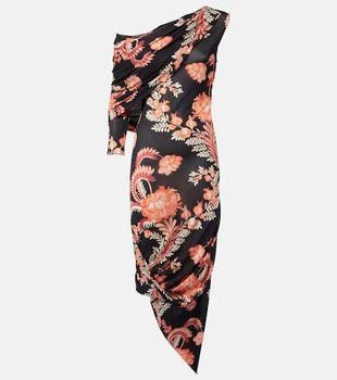 ETRO | Floral draped asymmetric midi dress