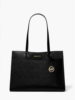 Jet Set Travel Large Saffiano Leather Pocket Tote Bag In Black
