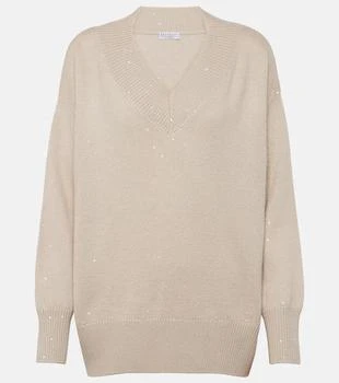 Brunello Cucinelli | Embellished cashmere and silk sweater