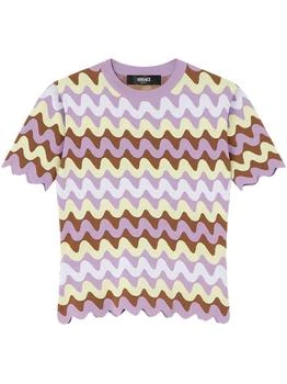 Versace | Zigzag Embroidered Short-Sleeved Sweater