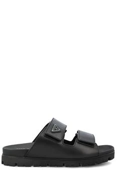 Prada | Prada Enamel-Triangle Slip-On Sandals