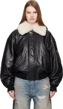 AMIRI | Black MA Quad Leather Bomber Jacket