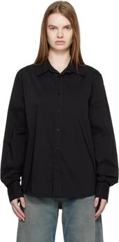 MM6 | Black Poly Cotton Shirting Long-Sleeved Shirt
