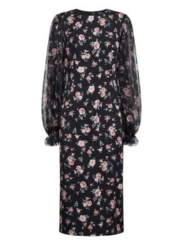 Dolce & Gabbana | DOLCE & GABBANA | Black Vintage rose printed charmeuse midi dress | Women | 44