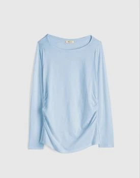 Madewell Ruched Crewneck Long-Sleeve Tee in Soft Slub