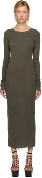 Rick Owens | Khaki Concordians Rib LS Midi Dress