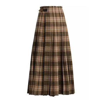 Burberry | Burberry Womens Check Wool Blend Maxi Kilt, Size Medium