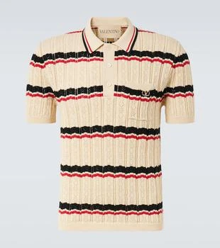 Valentino | VLogo pointelle striped cotton polo shirt