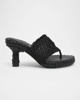 Chloé | Isla Crochet Raffia and Leather Thong Sandals