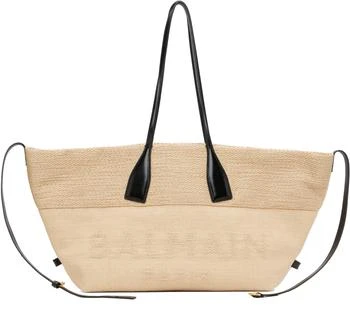 Balmain | Beige Track Raffia Tote