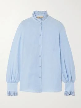Valentino | Embroidered Linen Shirt - Light blue - IT36