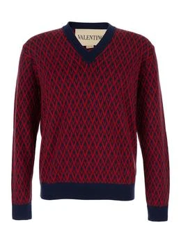 Valentino | Valentino V-Neck All-Over Patterned Jumper