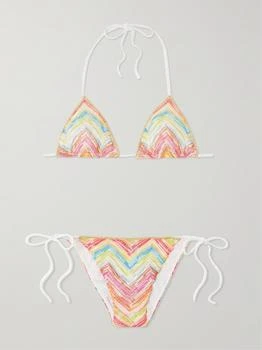 Mare Striped Metallic Crochet-knit Triangle Bikini  - IT48