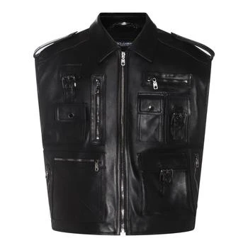 Dolce & Gabbana | Dolce & Gabbana Logo Plaque Biker Leather Gilet
