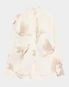 Stella McCartney | Bird Print Oversized Silk Top