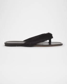 Salvatore Ferragamo | Loly Fur Leather Thong Sandals