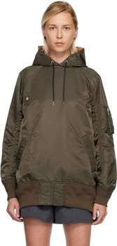 Sacai | Khaki Nylon Twill Hoodie